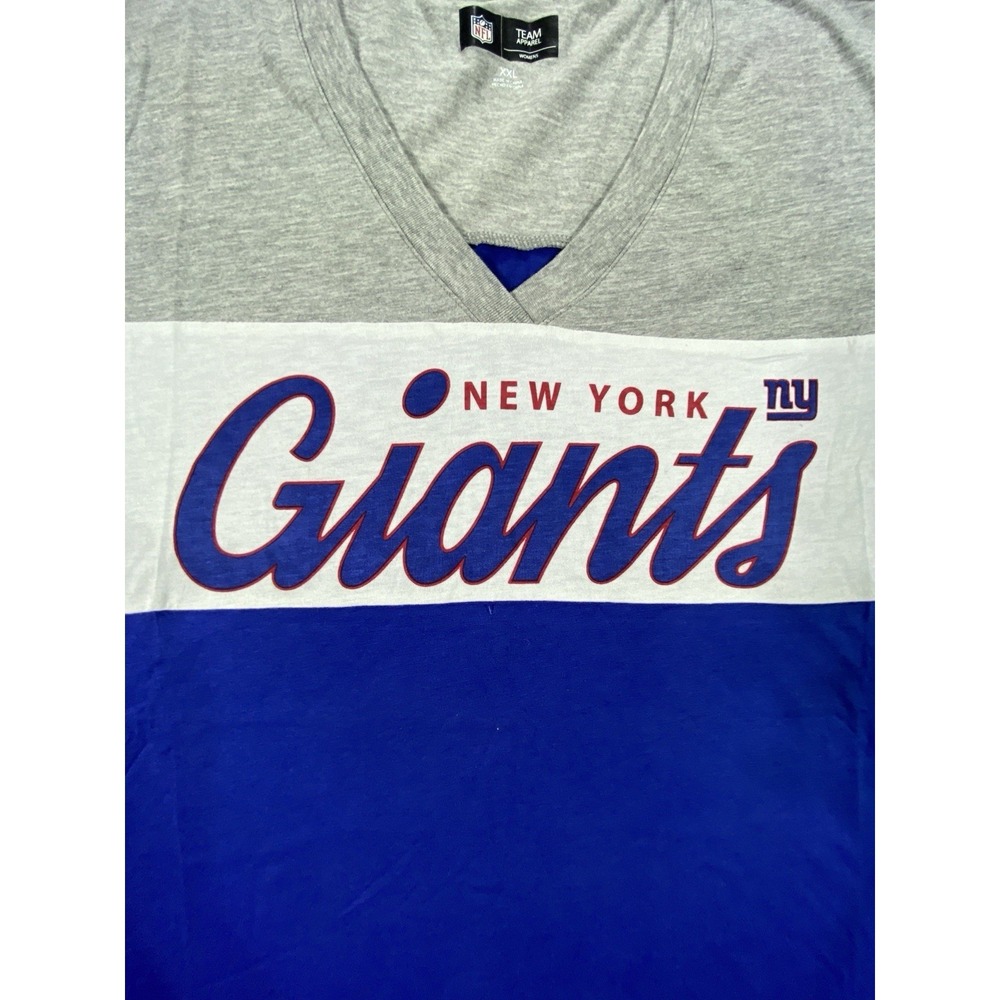 NWT New England Patriots Shirt Women 2XL NFL Team Apparel V Neck Stripe Spellout
